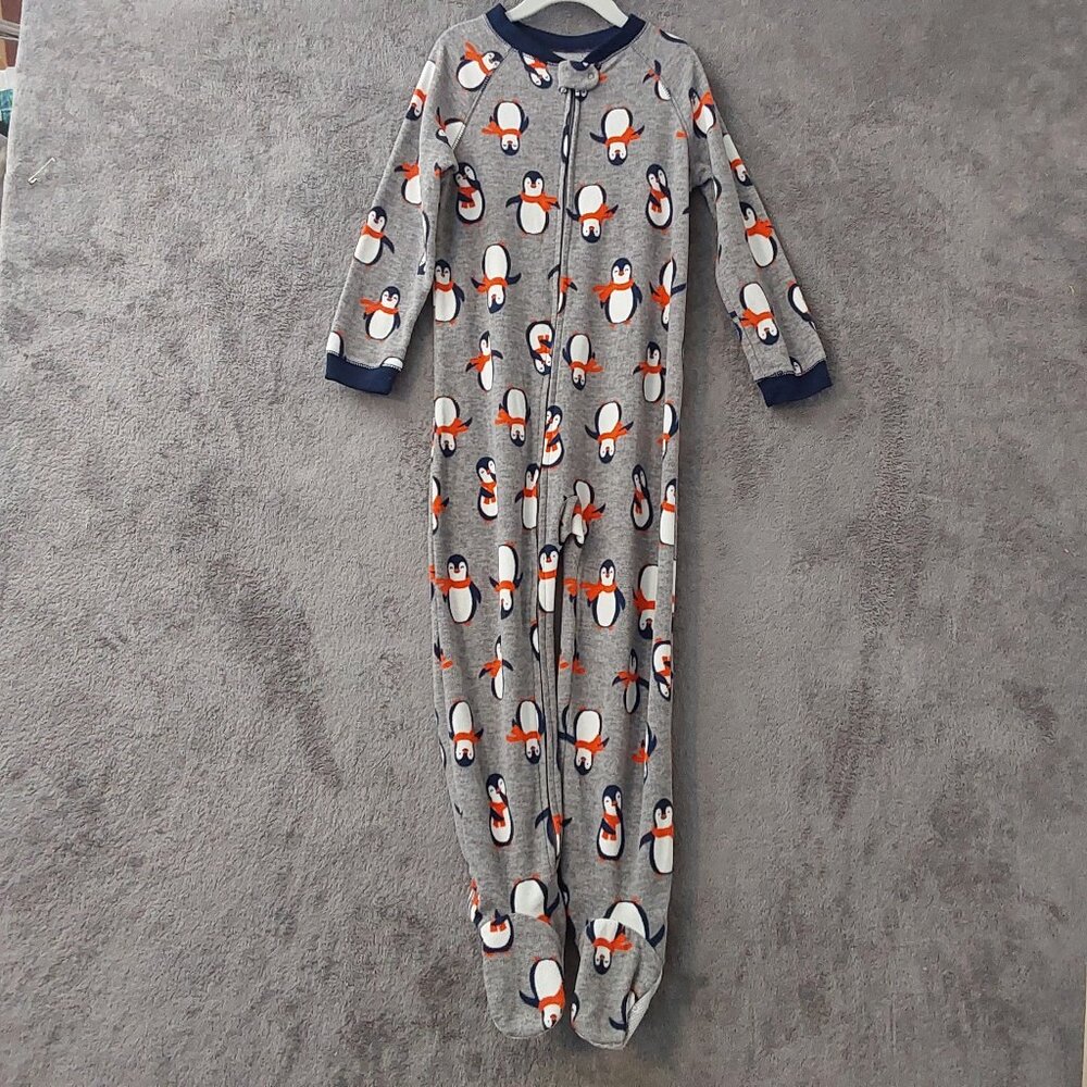 Carter’s Just One You 3T Penguin Fleece Footed Pajamas Gray Zip